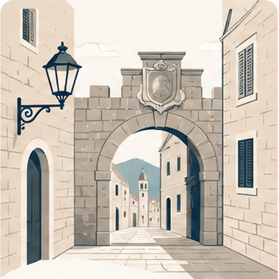 Illustration of an entrance to Kotor Old Town