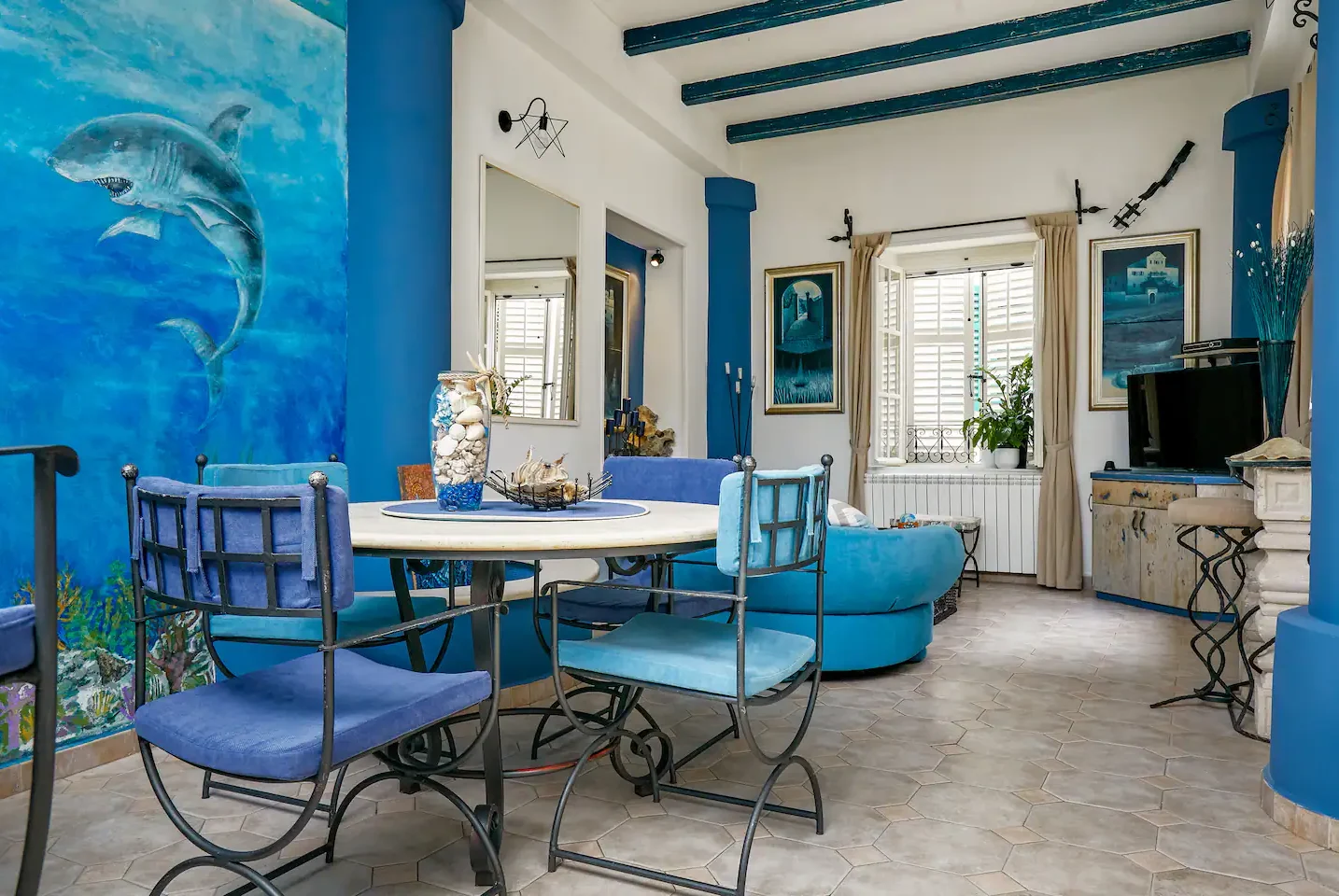 Living and dining area at Aspida in Kotor Old Town