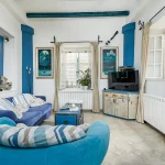 Sea-themed living room at Aspida accommodation in Kotor